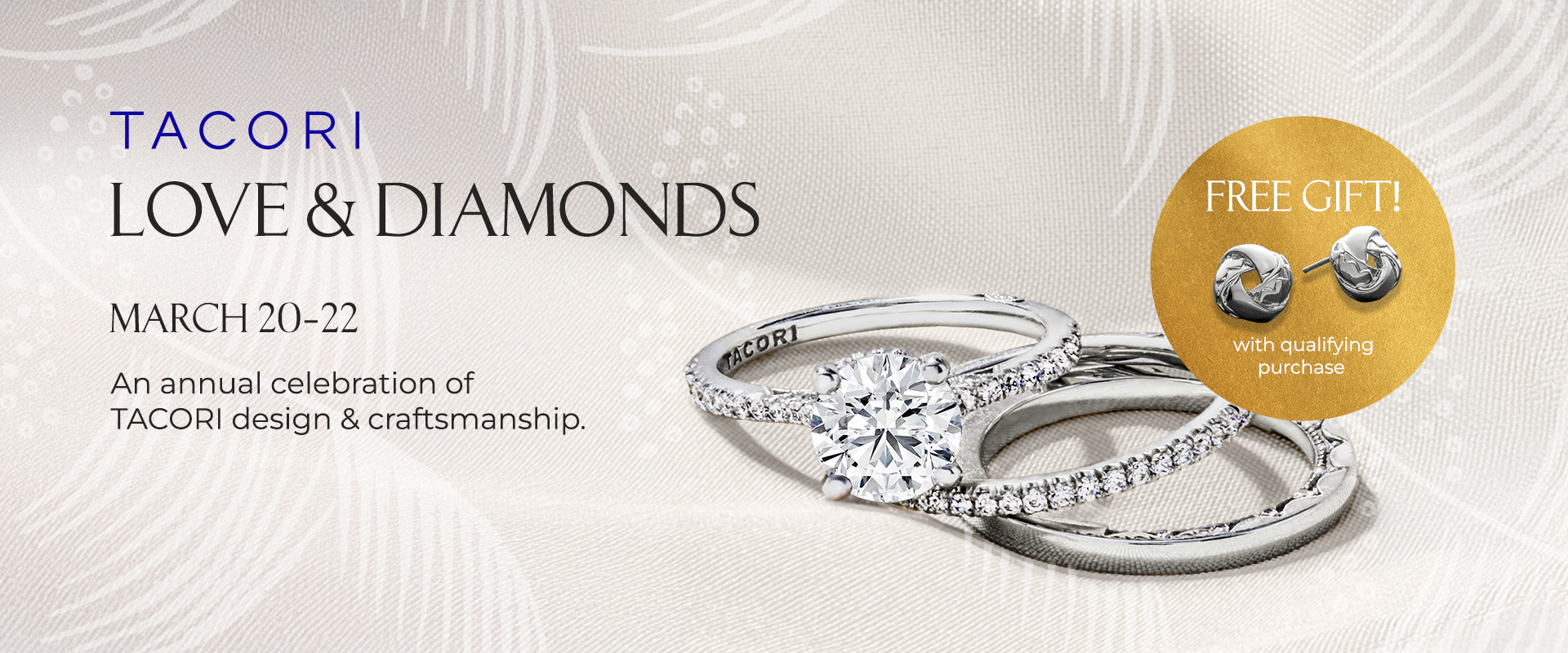 Tacori Love & Diamonds banner featuring bridal rings