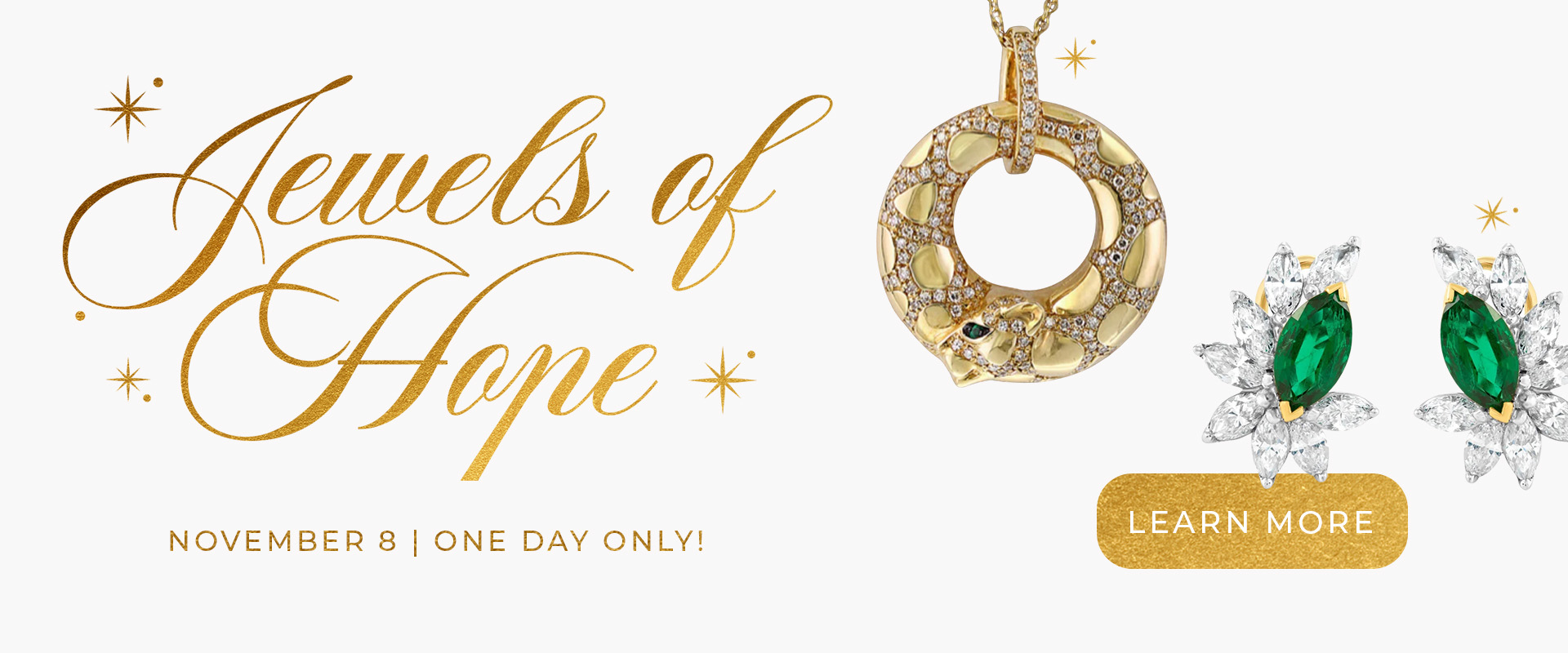 Jewels of Hope banner featuring fine jewelry