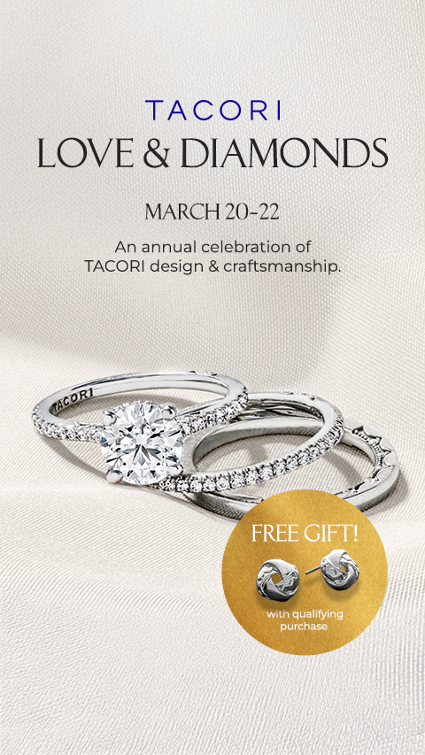 Tacori Love & Diamonds banner featuring bridal rings