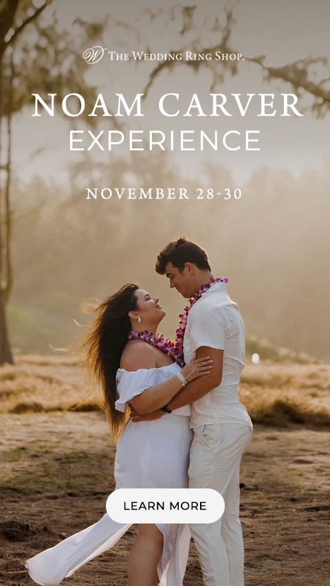 Noam Carver Experience banner featuring a romantic couple in the woods; event runs November 28-30