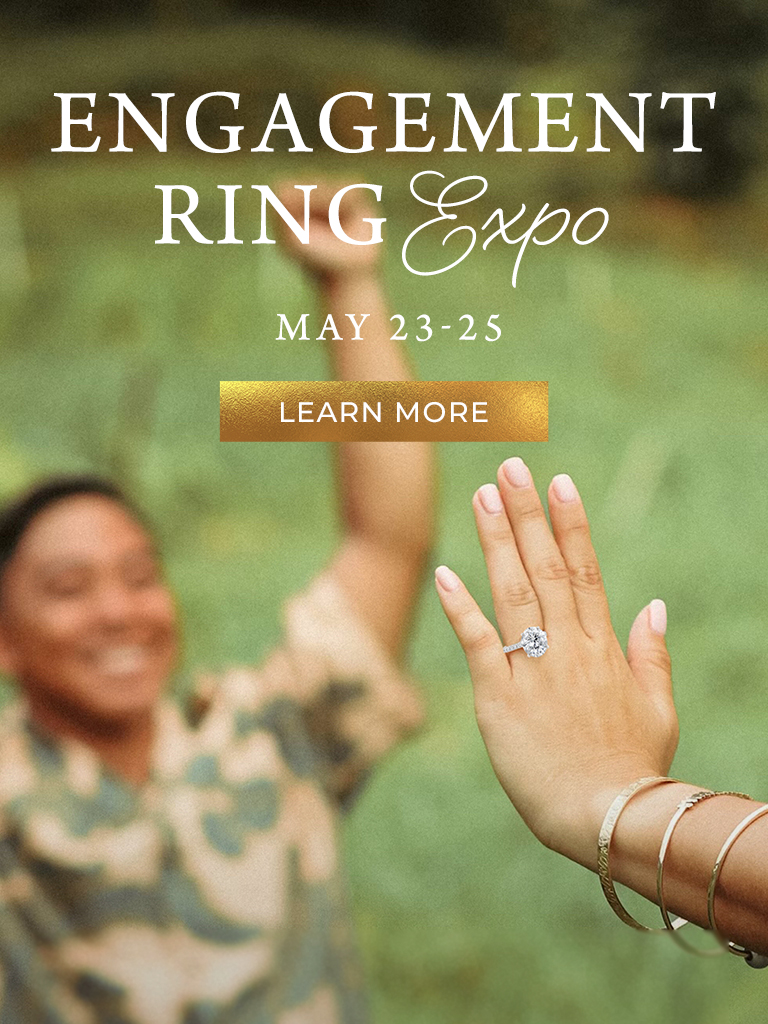 Engagement Ring Expo Engagement Ring Expo banner featuring a happy person and a hand with an engagement ring - May 23 - 25
