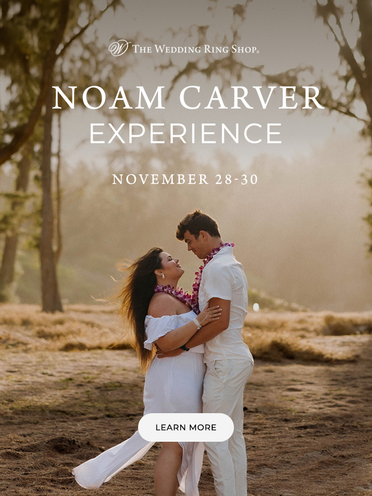 Noam Carver Experience banner featuring a romantic couple in the woods; event runs November 28-30
