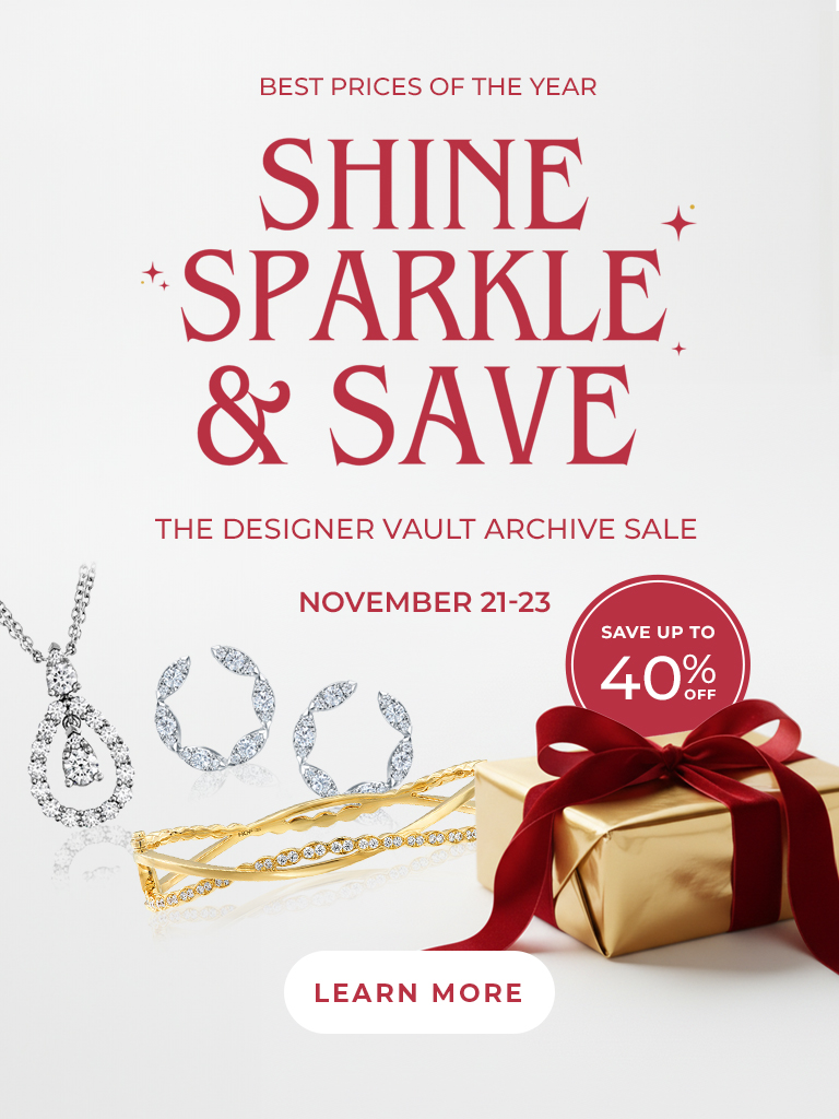 Shine, Sparkle, & Save event banner featuring various WeddingRingShop fine jewelry; event runs from November 21-23