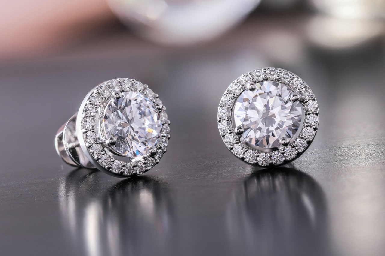 Diamond stud earrings at The Wedding Ring Shop
